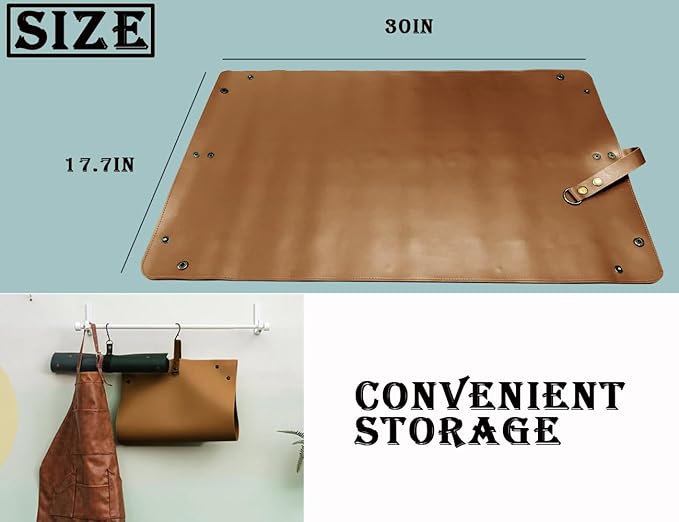 Plant Repotting Mat,Waterproof Leather Plant Transplanting Mats,Indoor Succulent Potting Mat for Change Soil and Watering,Portable Gardening Mats for Transplant and Mess Control (30" X 18",Brown)