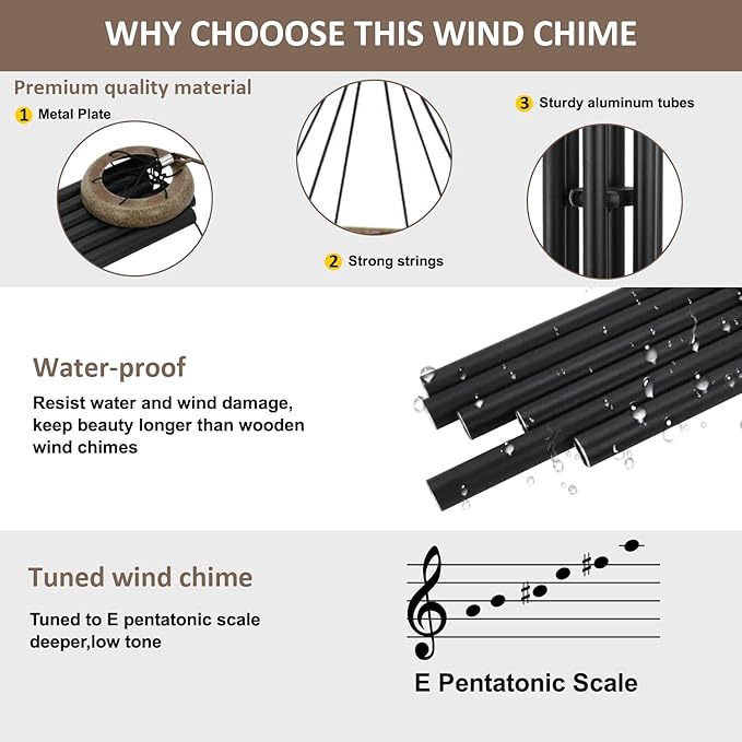 ASTARIN Wind Chimes for Outside Deep Tone,36 Inch Windchime Outdoors，Chimes for Outdoors,Sympathy Wind Chimes Memorial for Mom Dad，All Metal Wind Chime