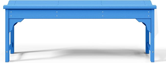 WestinTrends Malibu Outdoor Bench, All Weather Resistant Poly Lumber Backless Patio Garden Bench, Adirondack Curved Bench Seat for Comfort, Pacific Blue