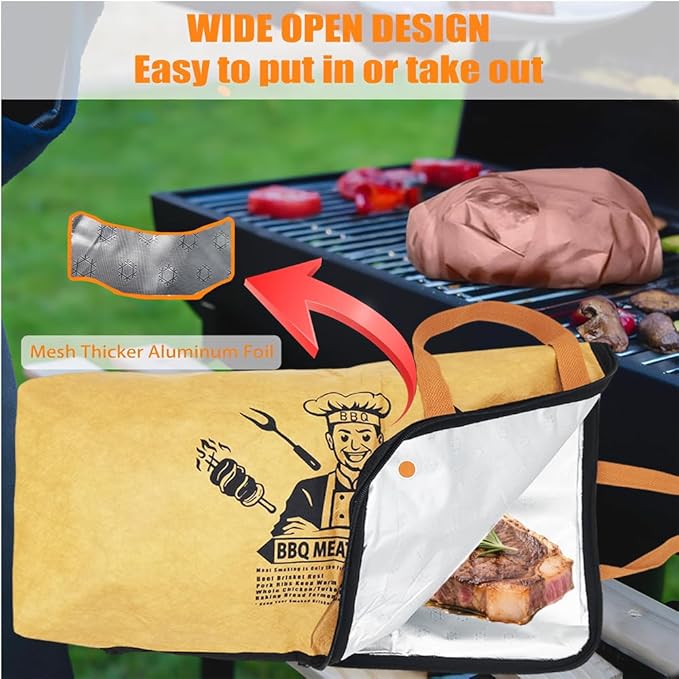 BBQ Blanket for Resting Meat-Insulated Smoker Grilling Bag Meat Resting Bags Meat Blanket Bag BBQ Accessories Smoker Accessories Grill Accessories Grilling Gifts for Men 6 PCS