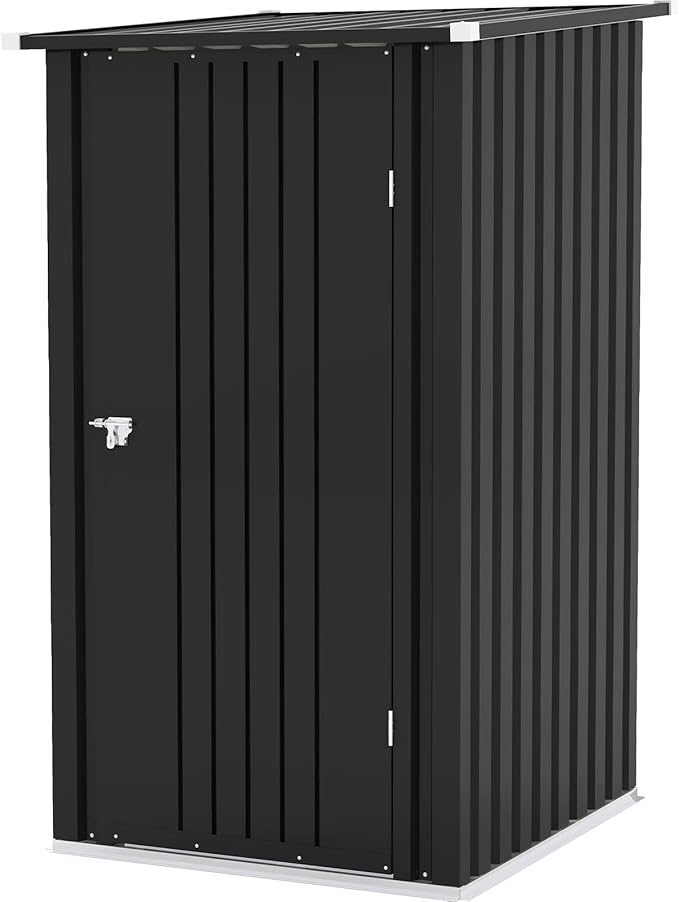 Patiowell 3 x 3 FT Outdoor Storage Shed,Small Garden Tool Storage Shed with Sloping Roof and Single Lockable Door, Outdoor Shed for Backyard Garden Patio Lawn, Black