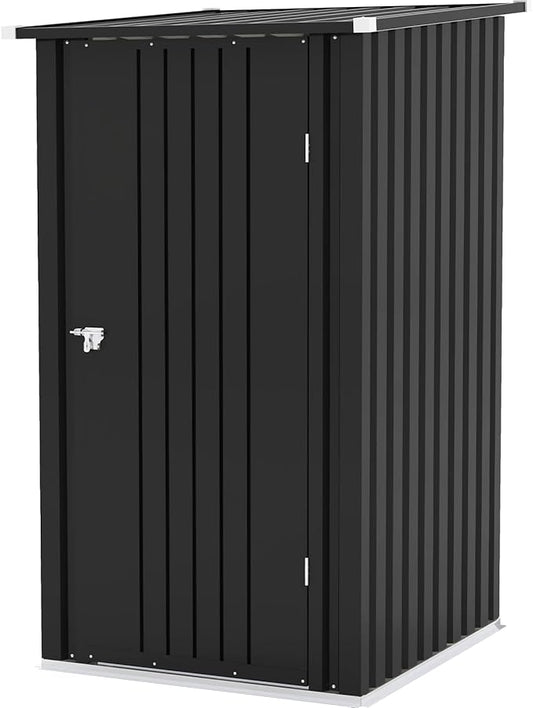 Patiowell 3 x 3 FT Outdoor Storage Shed,Small Garden Tool Storage Shed with Sloping Roof and Single Lockable Door, Outdoor Shed for Backyard Garden Patio Lawn, Black