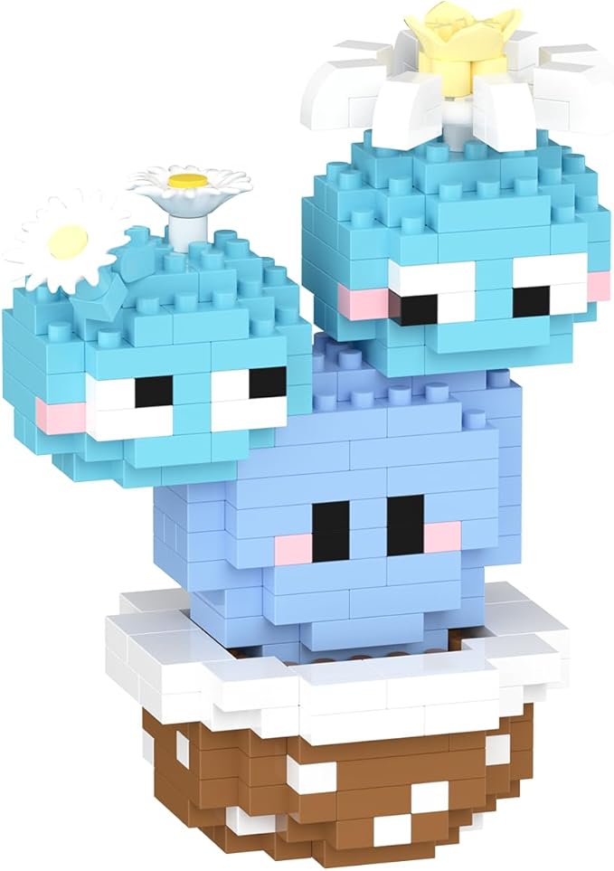 Group Mini Cute Cactus Succulent Plants Bonsai Building Toy Potted Plant Blocks Particle Flower Botanical