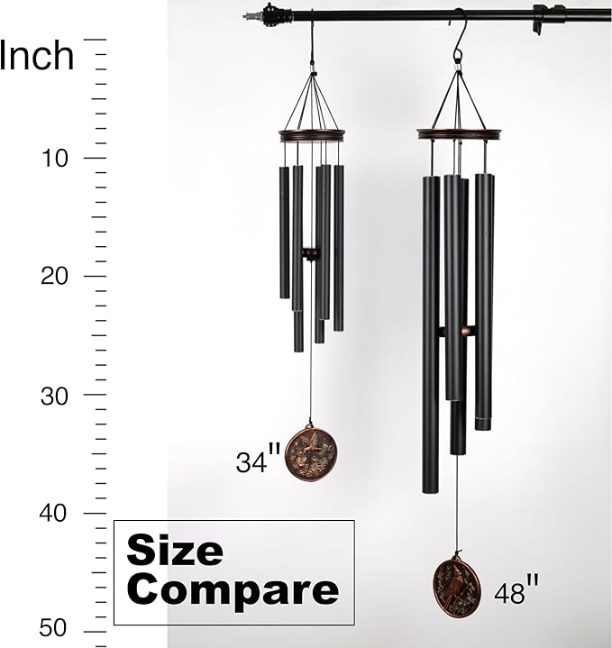 Vanquer Large Wind Chimes for Outside Deep Tone - 34'' Wind Chimes Outdoor Clearance, Windchimes Outdoors, Hummingbird Wind Chime,Sympathy Gift, Patio, Home Décor, Vintage Black (34" Hummingbird)