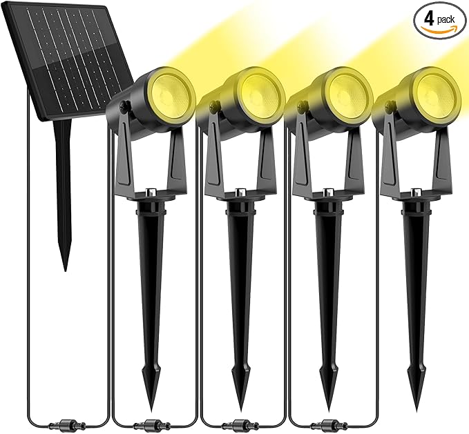 ZYAN Solar Landscape Spotlights Outdoor Waterproof IP65, LED Solar Powered Garden Yard Spot Lights for Outside Plant, Tree, Pathway, Auto On/Off Wall Lights for Walkway, Lawn, Pool Areas-4 Pack