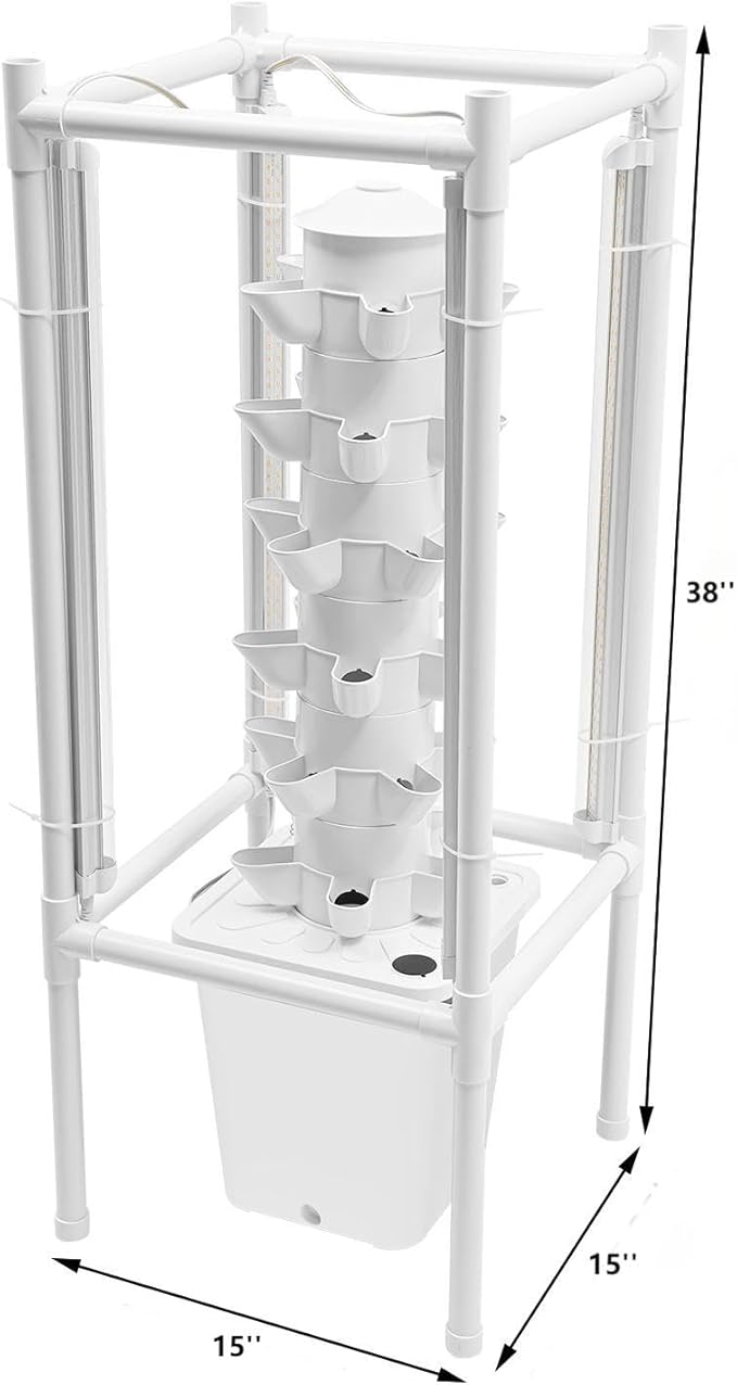 Hydroponic Growing Tower System Kit, 30-Plant Vertical Hydroponics Garden Tower with LED Grow Light, for Outdoor Indoor Herbs Fruits Vegetables Smart Garden Planter Kit
