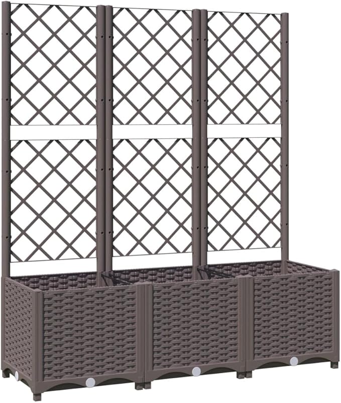 Garden Planter with Trellis, Trellis with Planter Box, Outdoor Raised Garden Bed for Climbing Plants, Raised Garden Bed Garden Planter Box, Brown 47.2"x15.7"x53.5" PP