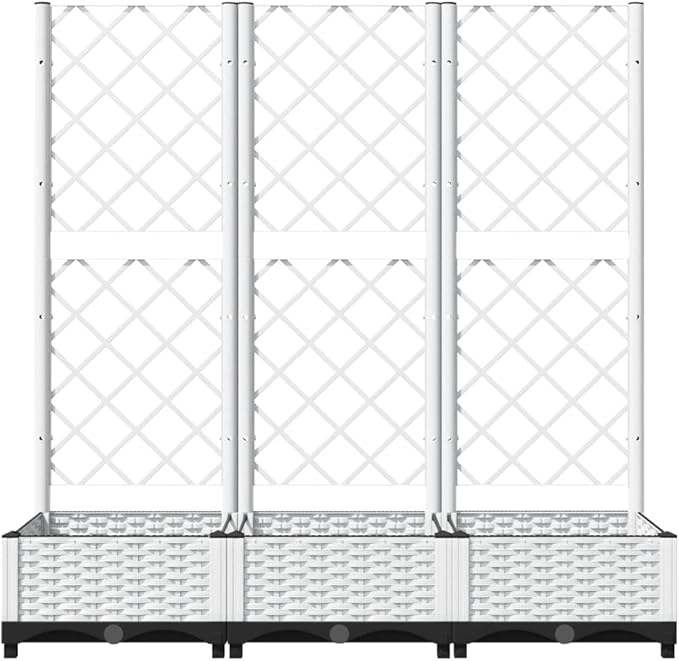 Garden Planter with Trellis, Trellis with Planter Box, Outdoor Raised Garden Bed for Climbing Plants, Raised Garden Bed Garden Planter Box, White 47.2"x15.7"x47.8" PP