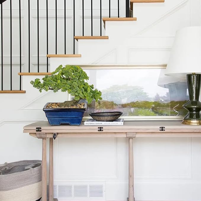 Artificial Bonsai Tree Faux Plants Indoor Fake Plants Decor with Blue Ceramic Pots for Home Table Office Desk Bathroom Shelf Bedroom Living Room Farmhouse Decor