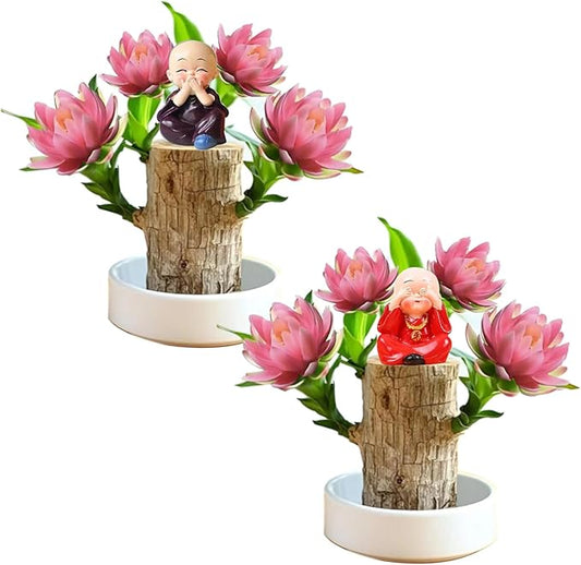 Brazilian Lucky Wood Kit with Monk, Grow Your Own Luck,Easy to Maintain Mini Brazil Woods for Indoor/Outdoor, Bedroom, Kitchen, Office Desk, Garden and Other Decorations (6B)