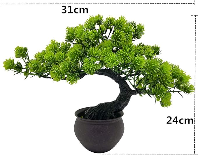 Artificial Bonsai Tree Miniature Artificial Plants Potted Japanese Zen Tree 33 cm in Width Artificial House Plants Juniper Bonsai Fake Plant Greenery for Home Office Decor Desktop Display