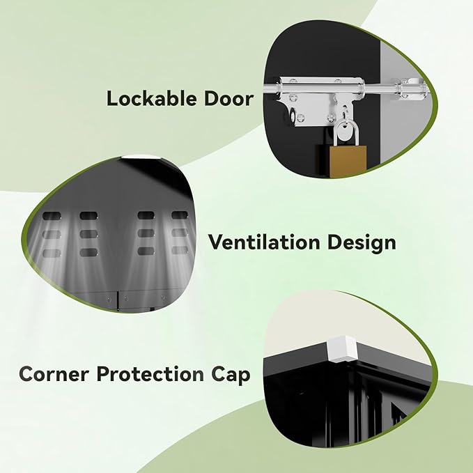 COMHOMA Shed Outdoor Storage Shed Metal,Lockable Doors Tool Sheds with Sloping Roof,Steel Garden Shed with Air Vent for Backyard,Patio,Lawn,Poolside (Dark Grey, 6x4)