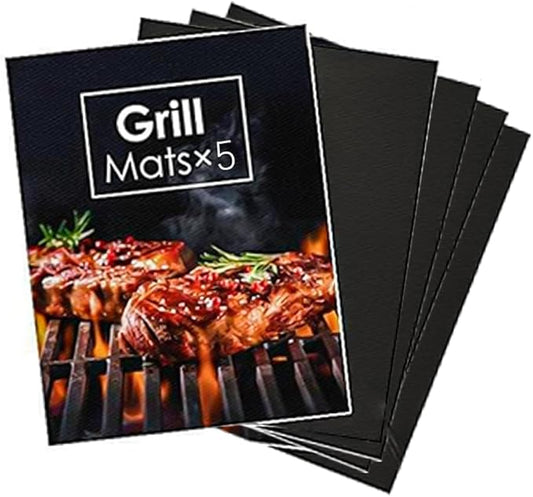 5PCS Grill Mats for Outdoor Grill – Non-Stick BBQ Mats, Reusable Heat Resistant Grill Mat for Gas, Charcoal & Electric Grill Accessories