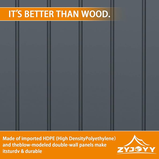 30 Cubic Ft. Vertical Resin Outdoor Storage Shed with Lockable Double Doors,Tall Storage Cabinet with 4 Shelves, Weather-Resistant Multi-Wall Panels,Storage Shed for Patio, Garden, Yard, Grey