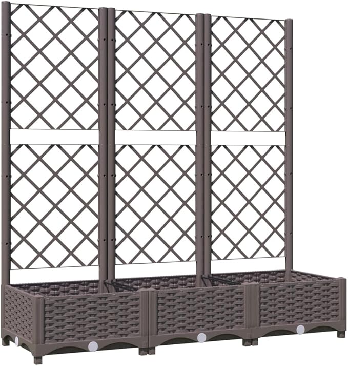 Garden Planter with Trellis, Trellis with Planter Box, Outdoor Raised Garden Bed for Climbing Plants, Raised Garden Bed Planter Box, Brown 47.2"x15.7"x47.8" PP