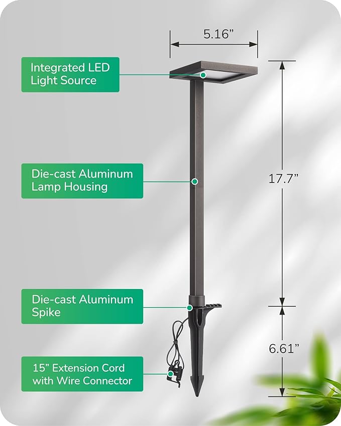 EDISHINE Low Voltage Landscape Lighting, 5.6W 151LM 3000K 50,000 Hrs Waterproof LED Pathway Lights, 12V Aluminum Outdoor Landscape Lighting with Connectors for Yard, Garden, Walkway, 4 Pack