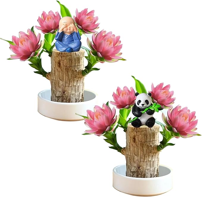 Brazilian Lucky Wood Kit with Monk, Grow Your Own Luck,Easy to Maintain Mini Brazil Woods for Indoor/Outdoor, Bedroom, Kitchen, Office Desk, Garden and Other Decorations (3D)