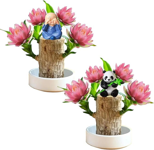Brazilian Lucky Wood Kit with Monk, Grow Your Own Luck,Easy to Maintain Mini Brazil Woods for Indoor/Outdoor, Bedroom, Kitchen, Office Desk, Garden and Other Decorations (3D)