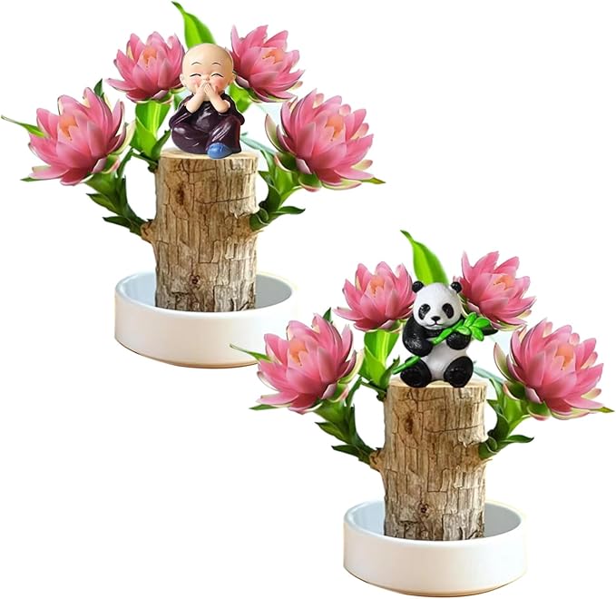 Brazilian Lucky Wood Kit with Monk, Grow Your Own Luck,Easy to Maintain Mini Brazil Woods for Indoor/Outdoor, Bedroom, Kitchen, Office Desk, Garden and Other Decorations (3C)
