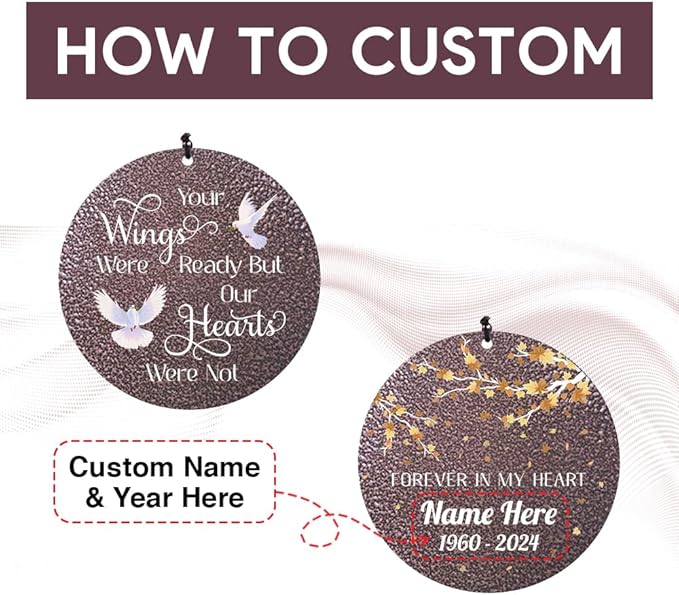 Sympathy Wind Chimes Personalized, Love Doves Wind Chimes for Loss of Loved Dad/Mom, Memorial Gifts Wind Chime for Funeral, in Loving Memory of Husband/Wife, Garden Outdoor Decor (36inch)