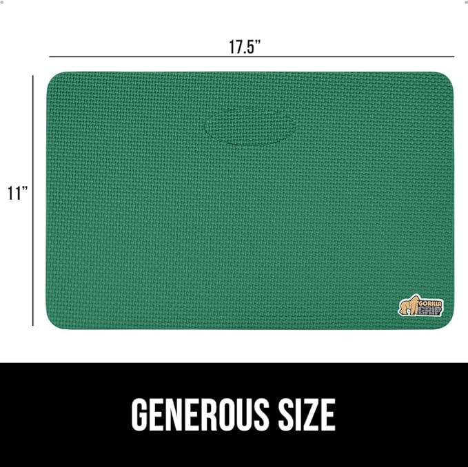 GORILLA GRIP Extra Thick Patent Pending Garden Kneeling Pad, 17.5 x 11 Inch Supportive Soft Foam Knee Cushioning for Gardening, Water Resistant, Bathing Baby, Working Supplies Lightweight 2 Pack Grass