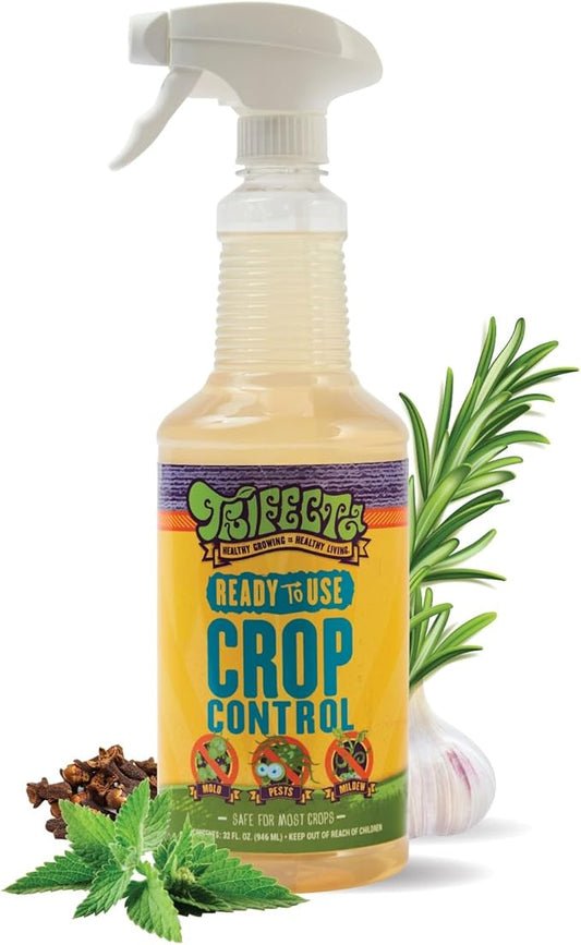Trifecta Crop Control Ready to Use Maximum Strength Natural Pesticide, Fungicide, Miticide, Insecticide, Help Defeat Spider Mites, Powdery Mildew, Botrytis and Mold on Plants 32 OZ Size
