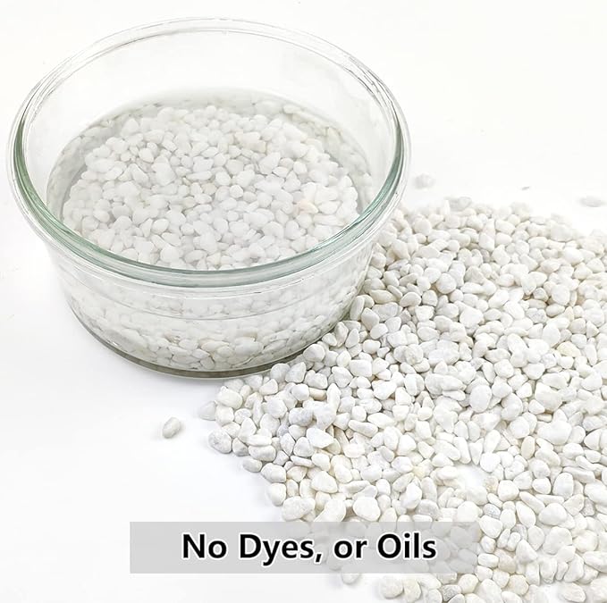 2LB Succulent and Cactus Gravel Pebbles, 1/5 Inch White Natural Decorative Polished Stones, River Rocks for Plants, Vases, Aquariums, Terrarium and Outdoor Gardening,White