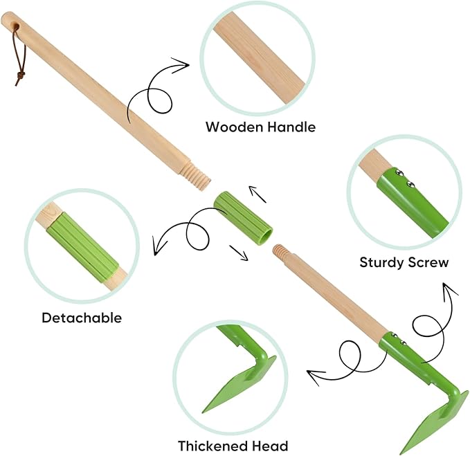 GOLDGE 10pcs Kids Gardening Tool Set - Wheelbarrow Outdoor Toy with Shovel, Rake, Pretend Weed Digging Tools, Backyard Play for Toddlers, Boys, Girls. Ideal Birthday or Valentine's Gift for Ages 3-5