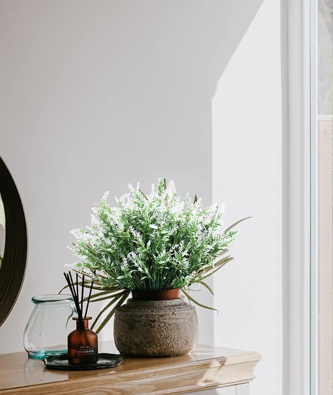 RECUTMS 36 Bundles Artificial Flowers for Outdoors, Artificial Plants UV Resistant Fake Flowers Greenery Faux Plants Outdoor for Decoration Outdoor Plants Hanging Planter Home Garden Decor(White)