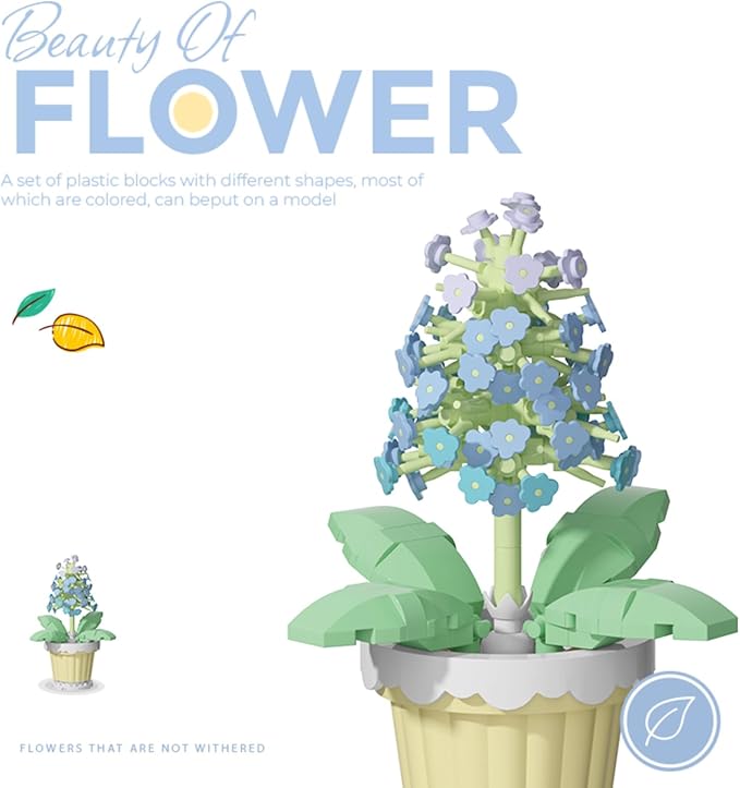 Hyacinth Mini Flower Potted Plant Bonsai Building Toy Blocks Particle Flower Botanical