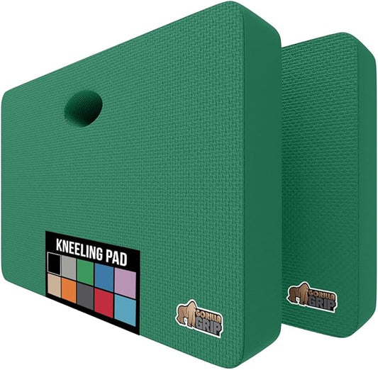 GORILLA GRIP Extra Thick Patent Pending Garden Kneeling Pad, 17.5 x 11 Inch Supportive Soft Foam Knee Cushioning for Gardening, Water Resistant, Bathing Baby, Working Supplies Lightweight 2 Pack Grass