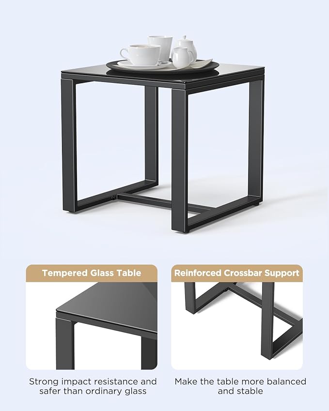 3 Pieces Patio Furniture Set Rocking Bistro Set, Outdoor Patio Furniture Set with Coffee Table for Garden Balcony Backyard Poolside (Black Cushion)