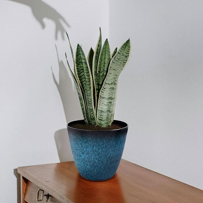 3Pack Plant Pots Durable Decorative Flower Pots,6 Inch Planter Set for Indoor and Outdoor Plants,Flowers,Succulents (Blue)