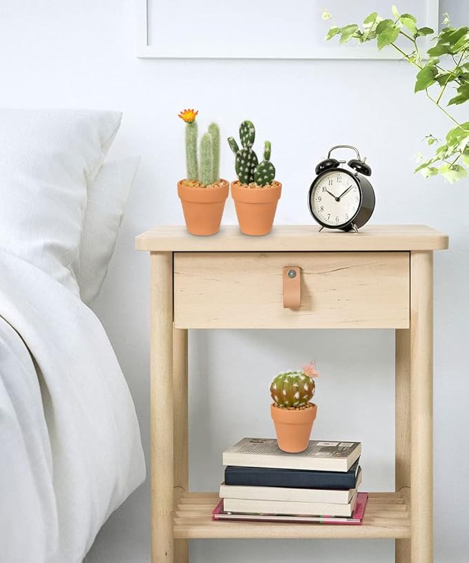 Mini Artificial Cactus Plants in Terracotta Pots 4 Pcs Potted Faux Succulents in Pots Fake Potted Plants Cactus Decor Small Artificial Plants for Home Decor Indoor Office Desk Tabletop Shelf