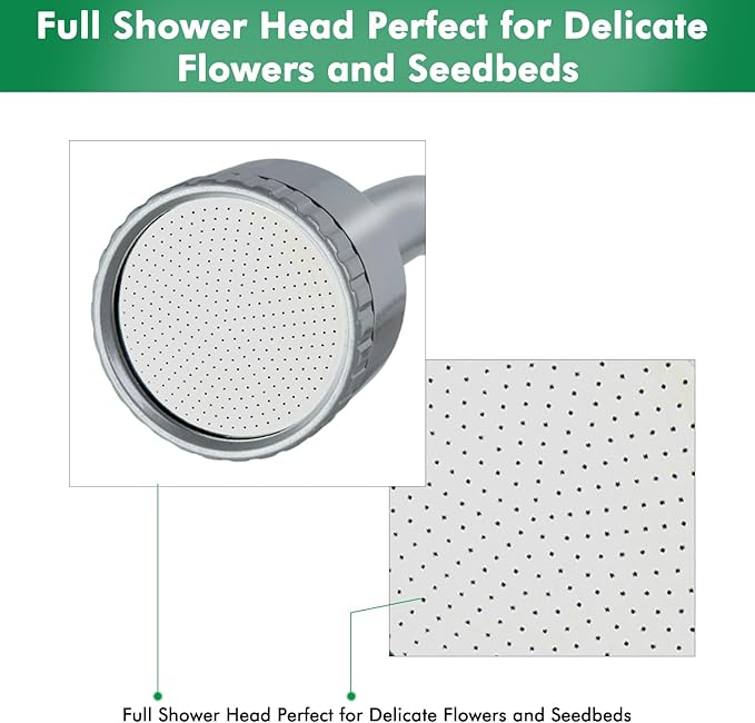 RESTMO Long Watering Wand, 24 Inches Gentle Soft Full Shower Sprayer Wand with Flow Control, Heavy Duty Metal Hose Wand for Hanging Baskets, Shrubs, Plants, Flowers, Garden and Lawn, Black