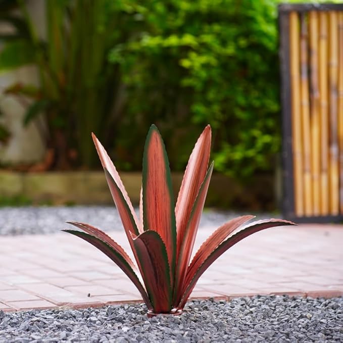 Metal Agave Plants Home Decor, Enlarge Thickened Metal Agave Garden Art for Outdoor Decor, Patio Lawn, Garden Sculpture Statue Green(2PCS)