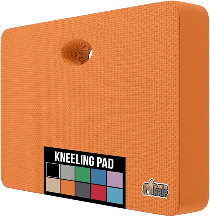GORILLA GRIP Extra Thick Patent Pending Garden Kneeling Pad, 17.5 x 11 Inch Supportive Soft Foam Knee Cushioning for Gardening, Water Resistant, Bathing Baby, Working Supplies, Lightweight, Orange