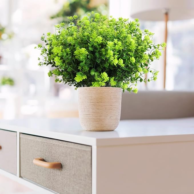 RECUTMS Artificial Outdoor Flowers Artificial Greenery Artificial Plant Bundles Spring Greenery Outdoor Plants Artificial UV Resistant for Porch Artificial Eucalyptus Stems,10 Pcs(Green)