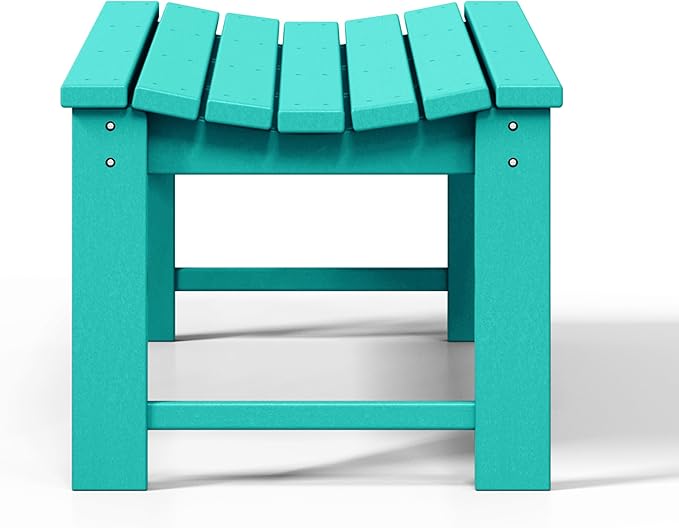 WestinTrends Malibu Outdoor Bench, All Weather Resistant Poly Lumber Backless Patio Garden Bench, Adirondack Curved Bench Seat for Comfort, Turquoise