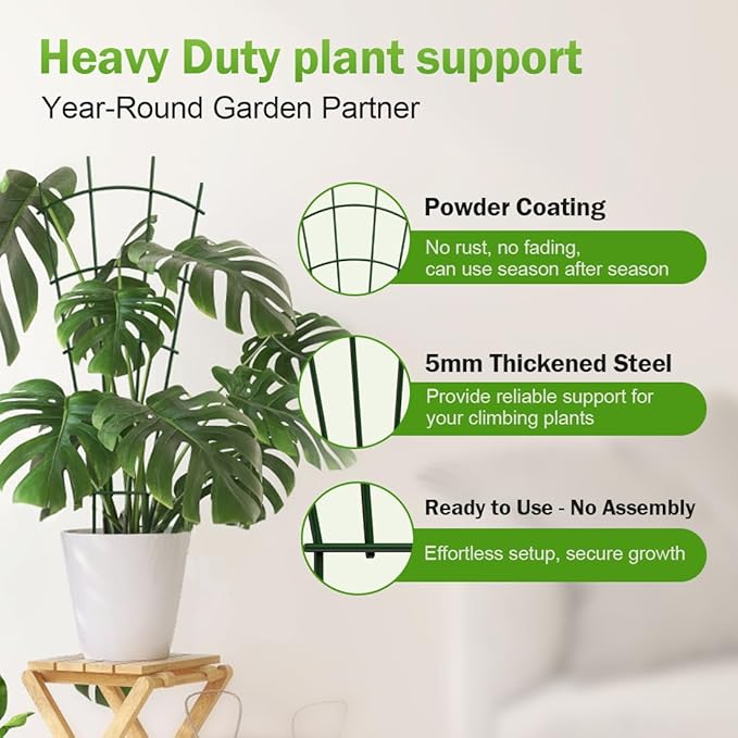 6-Pack Metal Trellis for Potted Plants, 43" Heavy Duty Garden Trellis for Climbing Plants, Rustproof Powder Coated Indoor/Outdoor Trellis for Climbing Vines, Flowers, Houseplants