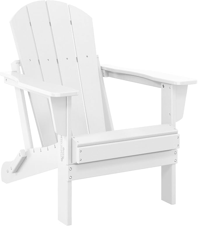 Westin Outdoors Laguna WO Home Outdoor Adirondack Folding Chair Lounger Seat Traditional Retro Home Furniture for Beach, Balcony, Backyard, Lawn, Patio, Pool, Deck, Garden (White)