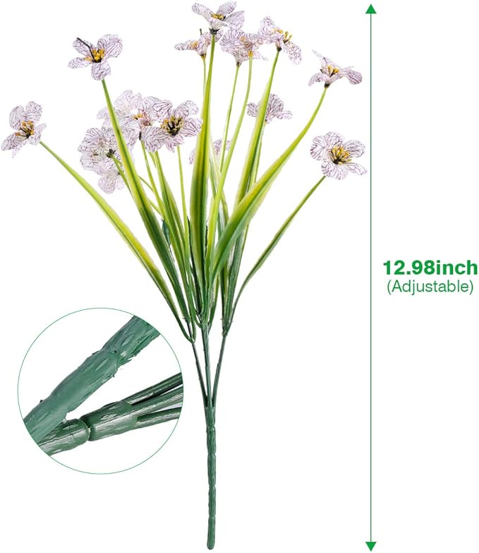 20 Bundles Artificial Flowers Outdoor UV Resistant Fake Flowers No Fade Faux Plastic Plants Garden Porch Window Box Decorating(White)…