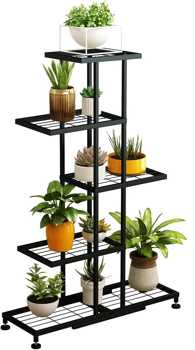 Twhep 5-Tier Iron Plant Stand - Modern Multi-Functional Shelf for Balcony & Garden