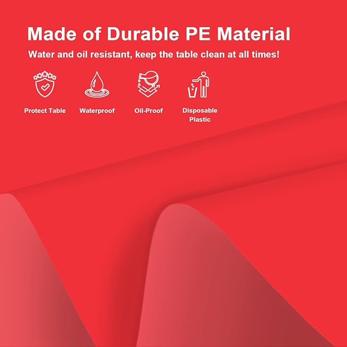 12 Pack Rectangular Disposable Red Tablecloth, Red Plastic Table Cloths for Parties Disposable, 54x108 in Waterproof Tablecloth for Birthday Party Baby Shower Picnic Valentines