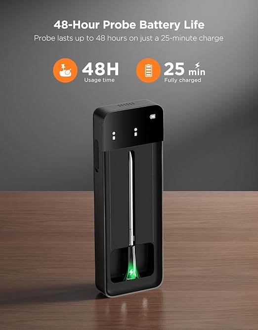 GoveeLife Bluetooth Wireless Meat Thermometer with Digital Standalone LCD Base | WiFi Unlimited Range | ±1.8℉ Accuracy | Food Grade Internal Ambient Sensor Probes for Kitchen, BBQ, Grill, Oven, Smoker