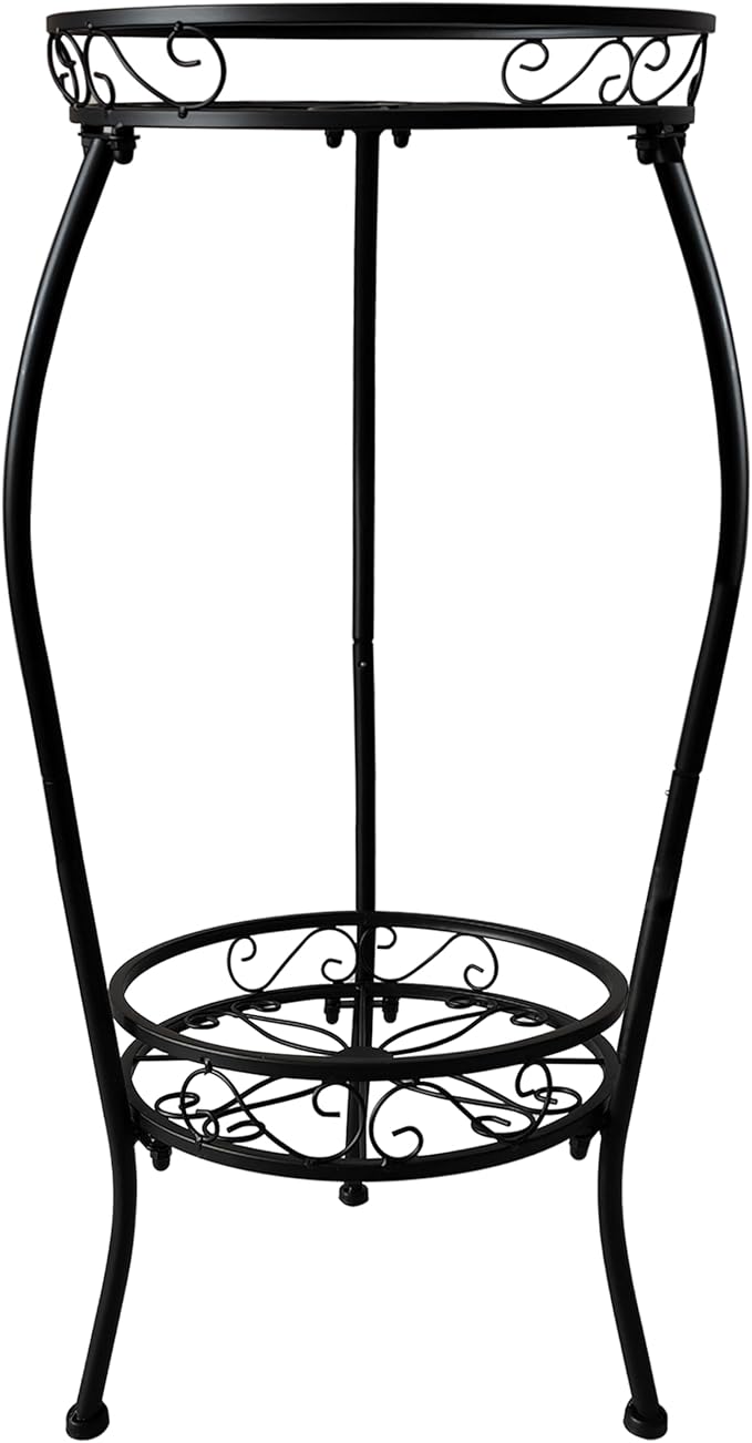 Metal Plant Stand 2 Tier Indoor Outdoor, Tall Flower Pot Shelf Rustproof Stable Heavy Duty Corner Stand, 28 inch Multiple Plant Display Rack for Living Room Patio Balcony Garden