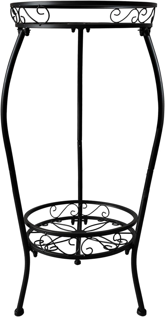 Metal Plant Stand 2 Tier Indoor Outdoor, Tall Flower Pot Shelf Rustproof Stable Heavy Duty Corner Stand, 28 inch Multiple Plant Display Rack for Living Room Patio Balcony Garden