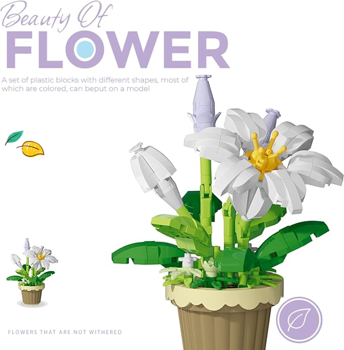 Lily Mini Flower Potted Bonsai Building Toy Blocks Particle Flower Botanical