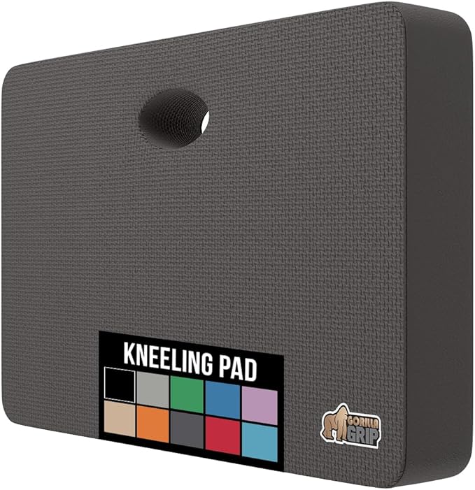 GORILLA GRIP Extra Thick Patent Pending Garden Kneeling Pad, 17.5 x 11 Inch Supportive Soft Foam Knee Cushioning for Gardening, Water Resistant, Bathing Baby, Working Supplies, Lightweight, Charcoal