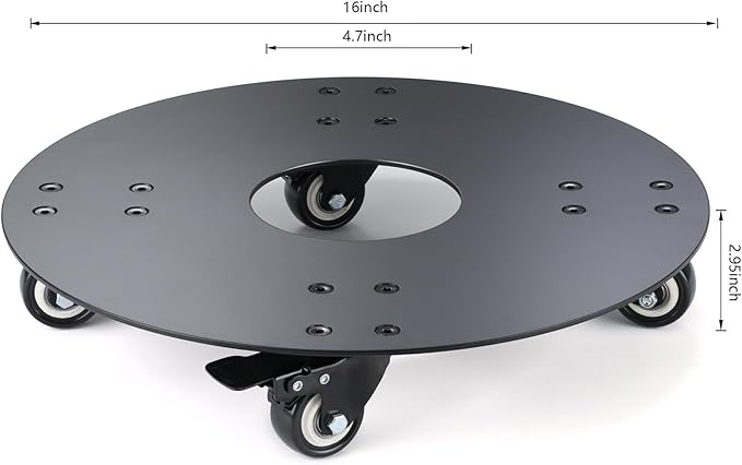 Plant Stand with Wheels,3.0mm Thick Aluminum Alloy Plant Caddy with Wheels Heavy Duty, Rolling Plant Stand Holds 16 Inch and 500lbs(Black)